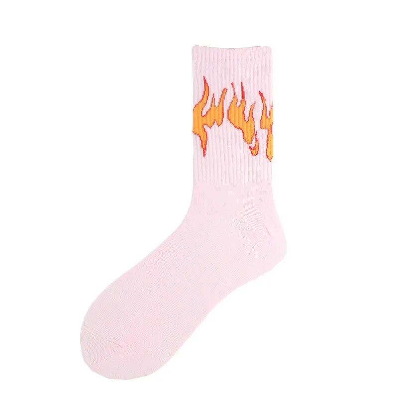 "FLAMES" Chaussettes Montantes Streetwear Roses Orange - URB1™