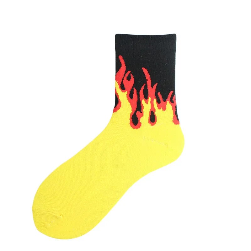 "FLAMES" Chaussettes Montantes Streetwear Jaune Noir Rouge - URB1™