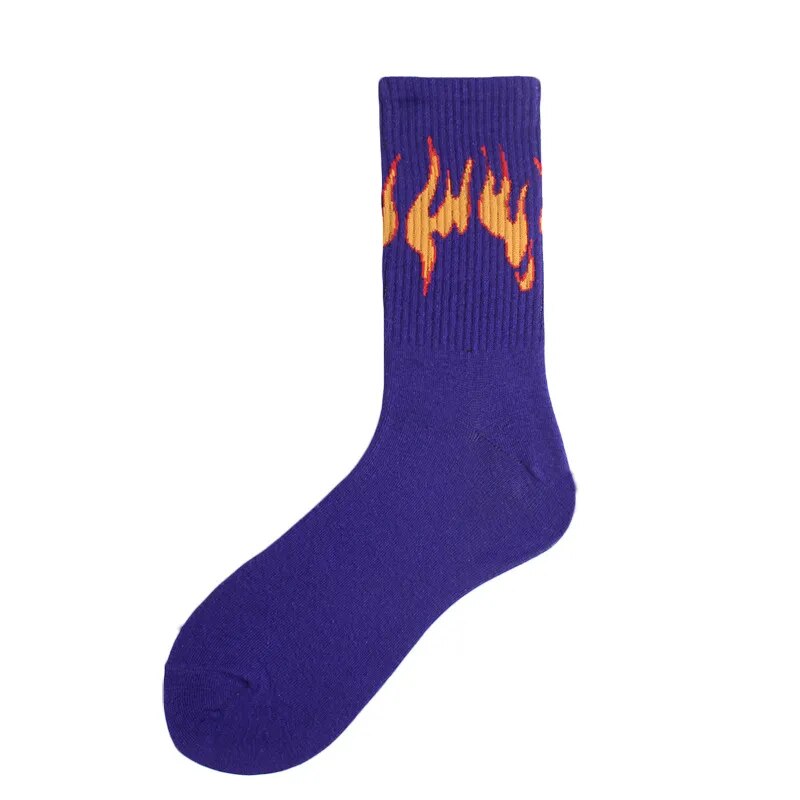 "FLAMES" Chaussettes Montantes Streetwear Violet Orange- URB1™