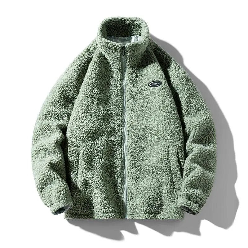 "SHEEP" Veste Vintage à zip Imitation Agneau Vert - URB1™