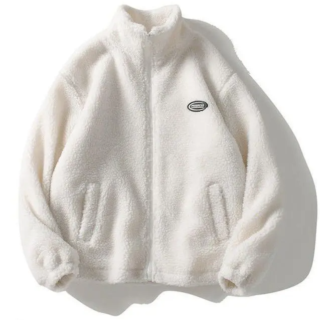 "SHEEP" Veste Vintage à zip Imitation Agneau Blanc - URB1™