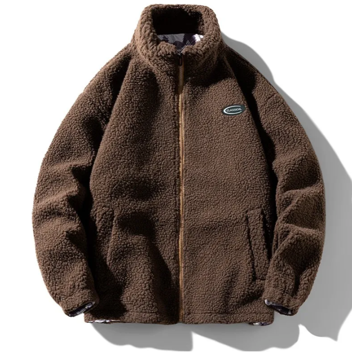 "SHEEP" Veste Vintage à zip Imitation Agneau Marron - URB1™