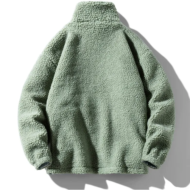 "SHEEP" Veste Vintage à zip Imitation Agneau Vert - URB1™