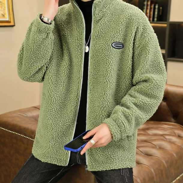 "SHEEP" Veste Vintage à zip Imitation Agneau Vert - URB1™