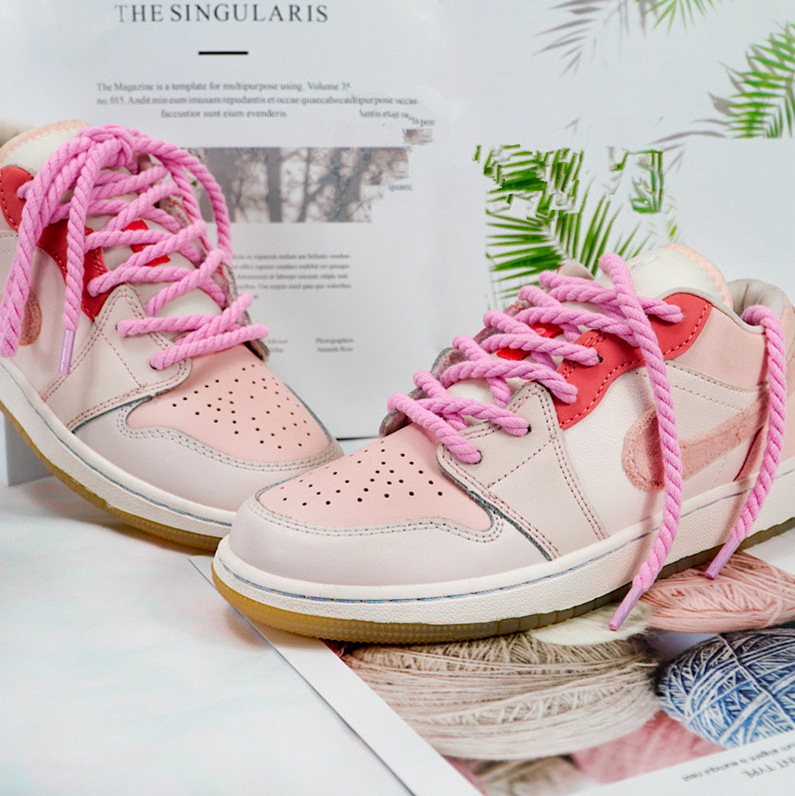 With Pink Laces Jordan Marron Lacet Rose Shoe Laces Jordan Marron