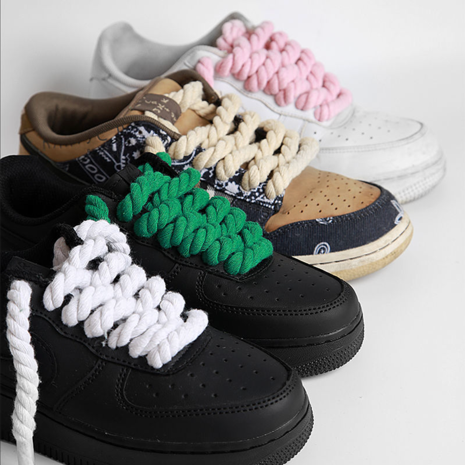 TWISTED Gros Lacets Vert Chaussures Style Grosse Corde Torsadee UR URB1 Vetements Streetwear