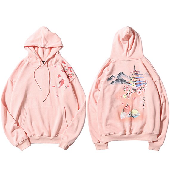 "JAPANESE TOWER" Sweatshirt Hoodie à capuche Rose - URB1™ - URB1™ Vêtements Streetwear mode boutique streetwear shop