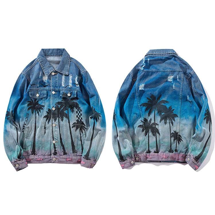 "SHADING" Veste en Jean Imprimé Bleu - URB1™ - URB1™ Vêtements Streetwear mode boutique streetwear shop