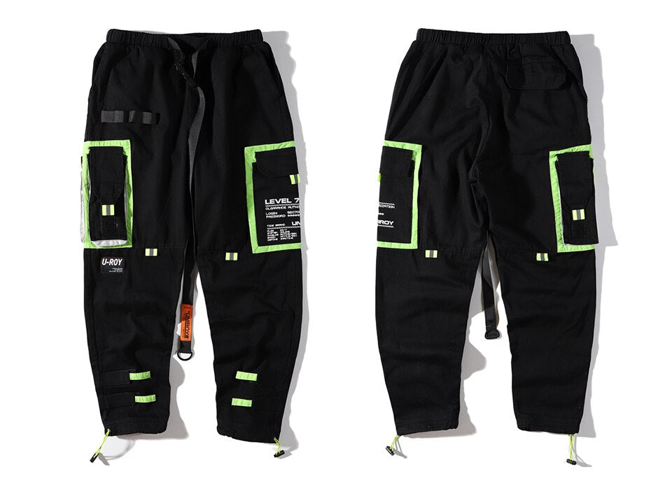 "LEVEL 7" Pantalon Cargo Poches Streetwear Noir - URB1™ - URB1™ Vêtements Streetwear mode boutique streetwear shop