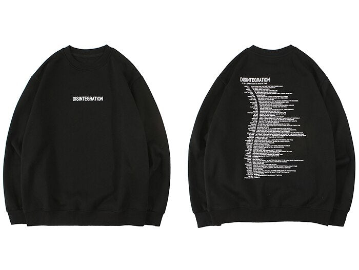 "DISINTEGRATION" Sweatshirt Crewneck Noir - URB1™ - URB1™ Vêtements Streetwear mode boutique streetwear shop