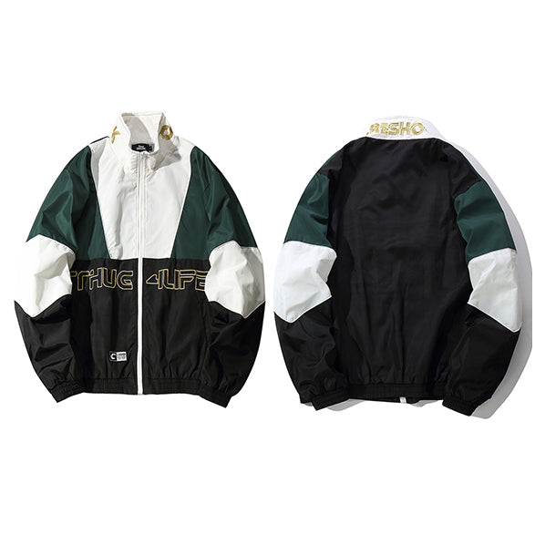 Men Hip Hop Jacket Coat Color Block Patchwork Track Jacket Windbreaker Oversized Retro Vintage Streetwear Harajuku 2018 Autumn - URB1™ Vêtements Streetwear mode boutique streetwear shop