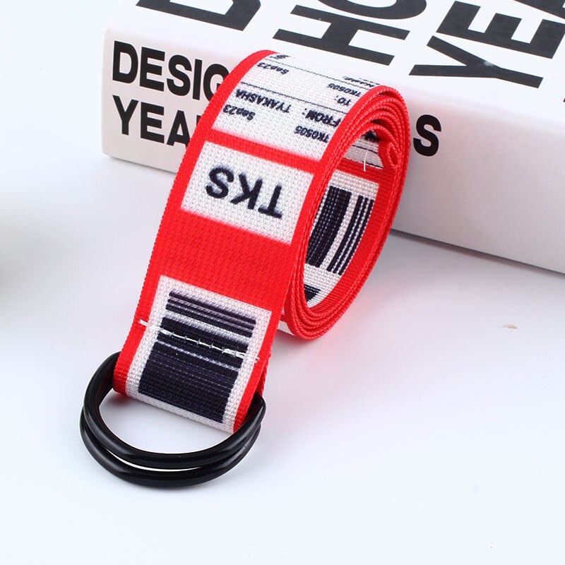 Fashion Bar Code letter Printing Canvas Belt Harajuku Men Women Casual Jeans D Ring Buckle Waist Belts 130Cm Long Waistband Z30 URB1™ Vêtements Streetwear URB1™ Vêtements Streetwear fas