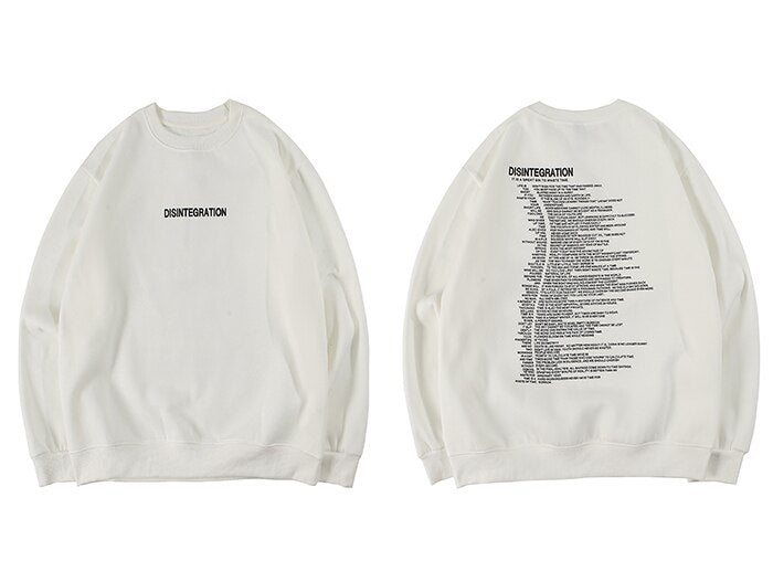 "DISINTEGRATION" Sweatshirt Crewneck Blanc - URB1™ - URB1™ Vêtements Streetwear mode boutique streetwear shop