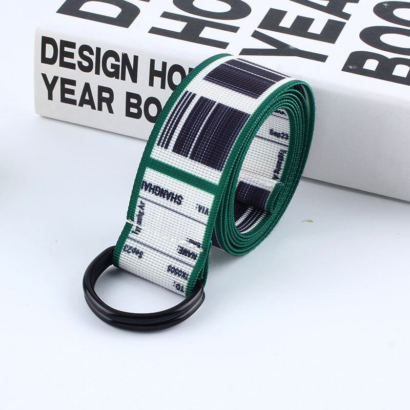 Fashion Bar Code letter Printing Canvas Belt Harajuku Men Women Casual Jeans D Ring Buckle Waist Belts 130Cm Long Waistband Z30 URB1™ Vêtements Streetwear URB1™ Vêtements Streetwear fas
