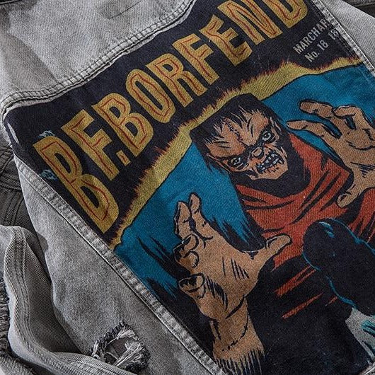 "BF.BORFEND" Veste en jean Denim Gris - URB1™ - URB1™ Vêtements Streetwear mode boutique streetwear shop