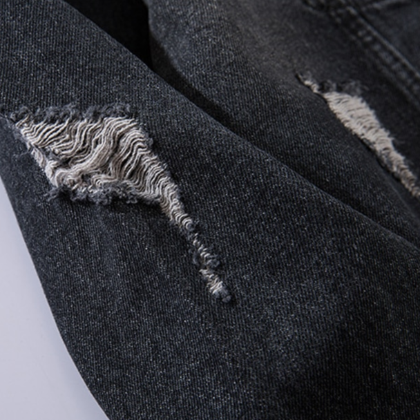 "LET'S ROCK" Veste en Jean Imprimé Streetwear Noir - URB1™ - URB1™ Vêtements Streetwear mode boutique streetwear shop