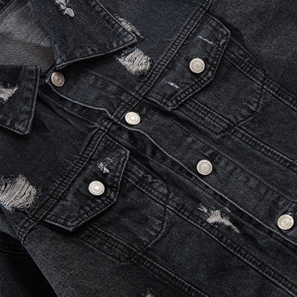 "LET'S ROCK" Veste en Jean Imprimé Streetwear Noir - URB1™ - URB1™ Vêtements Streetwear mode boutique streetwear shop