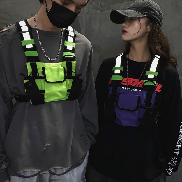 "TACTICAL REFLECTIVE" Sacoche Ventrale Réfléchissante Jaune fluo - URB1™ - URB1™ Vêtements Streetwear mode boutique streetwear shop