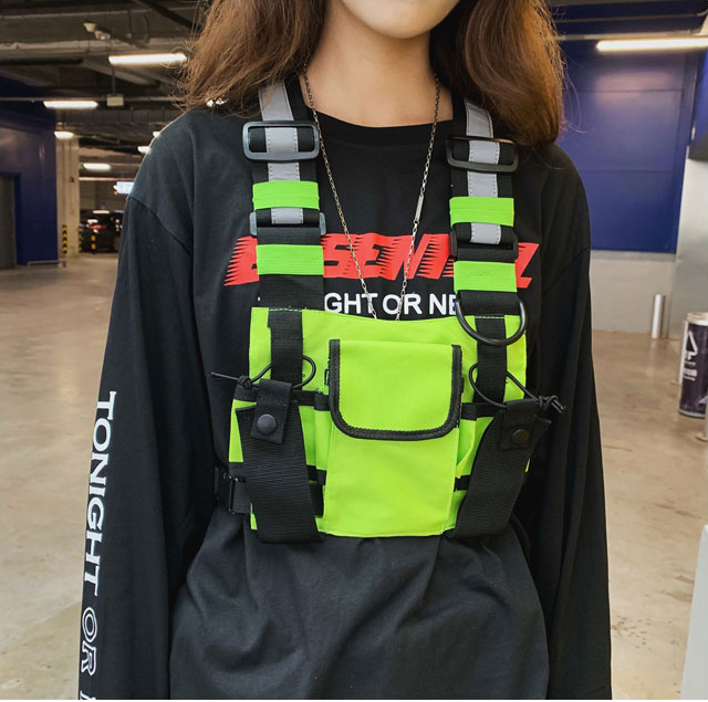 "TACTICAL REFLECTIVE" Sacoche Ventrale Réfléchissante Jaune fluo - URB1™ - URB1™ Vêtements Streetwear mode boutique streetwear shop