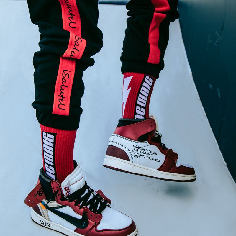 "DC MNIC" Chaussettes Montantes Streetwear Rouge - URB1™ - URB1™ Vêtements Streetwear mode boutique streetwear shop