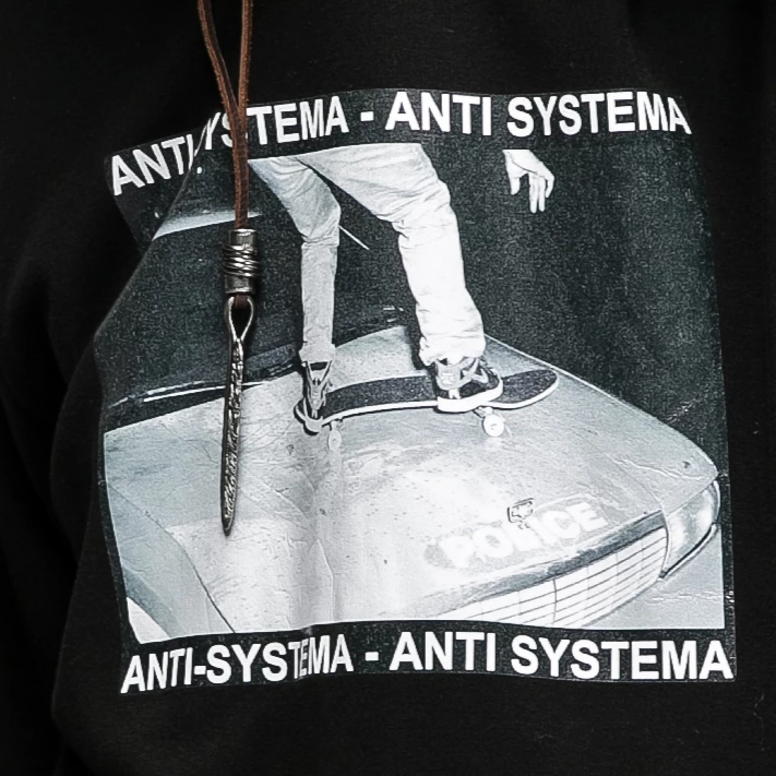 "ANTI-SYSTEMA" Sweatshirt hoodie à capuche Noir - URB1™ - URB1™ Vêtements Streetwear mode boutique streetwear shop