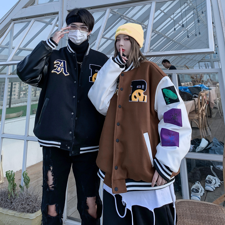 "SMILE" Veste Baseball Bombers Simili-cuir Noir - URB1™