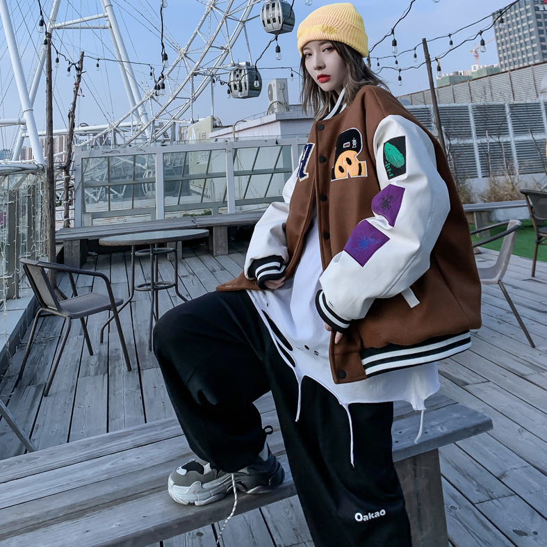 "SMILE" Veste Baseball Bombers Simili-cuir Noir - URB1™