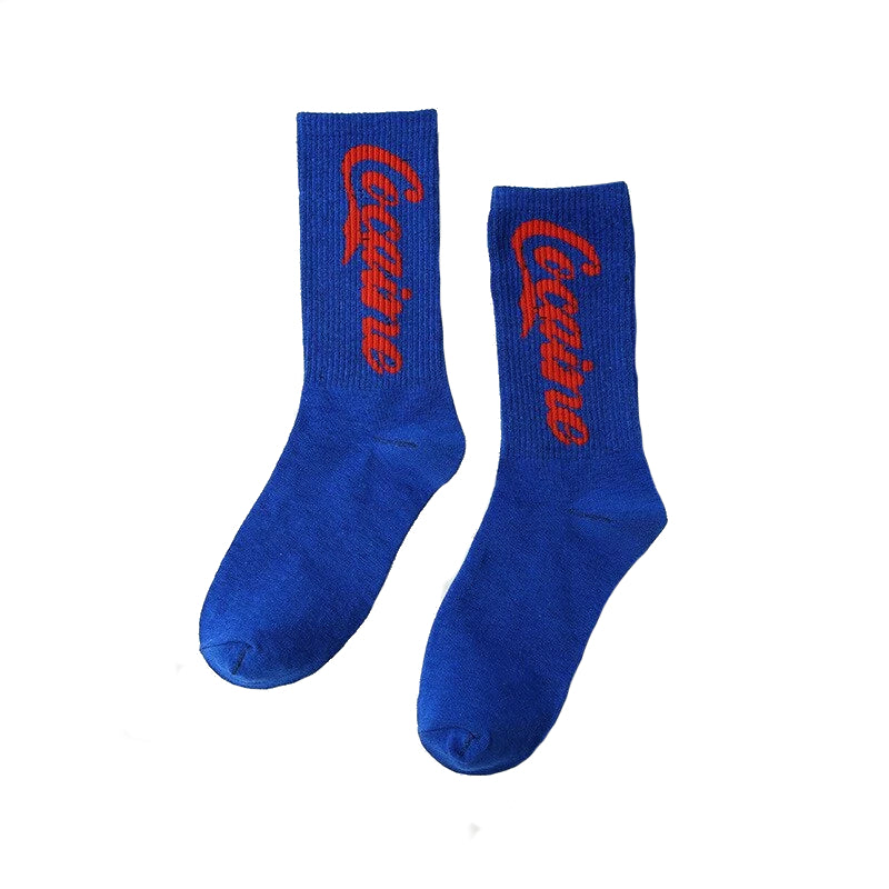 "COCAINE" Chaussettes Montantes Streetwear Bleu Rouge - URB1™ - URB1™ Vêtements Streetwear mode boutique streetwear shop