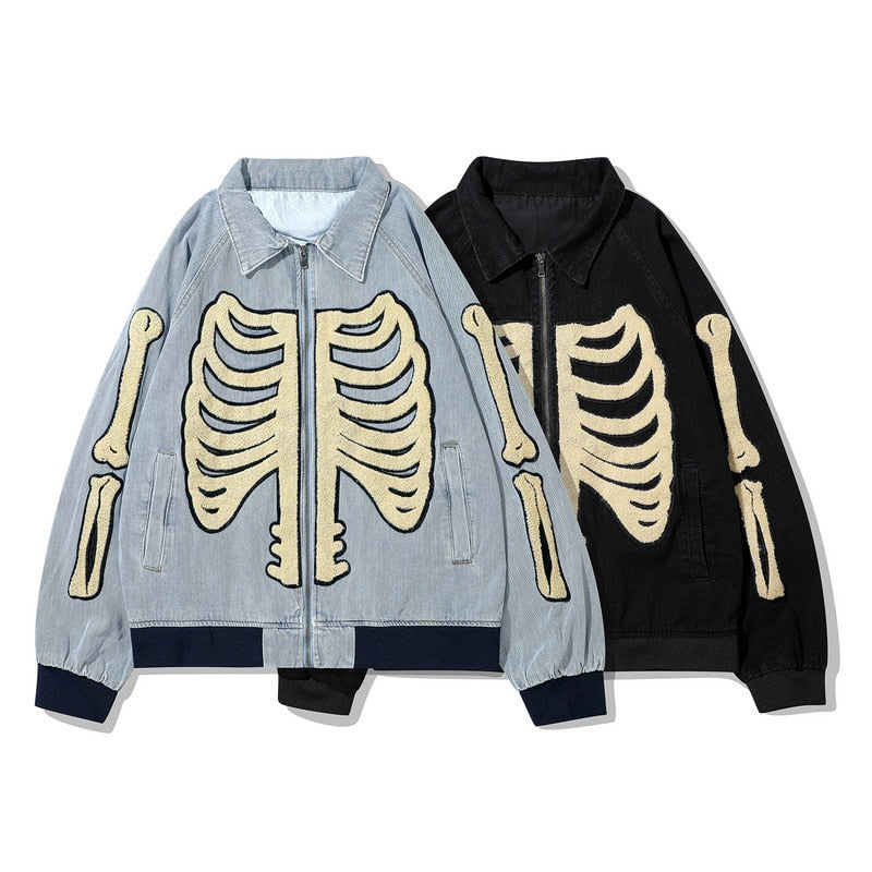 High Street Baseball Varsity Jacket Men Furry Skeleton Bone Embroidery Jackets Vintage Casual Oversized Coat Streetwear Unisex URB1™ Vêtements Streetwear URB1™ Vêtements Streetwear high