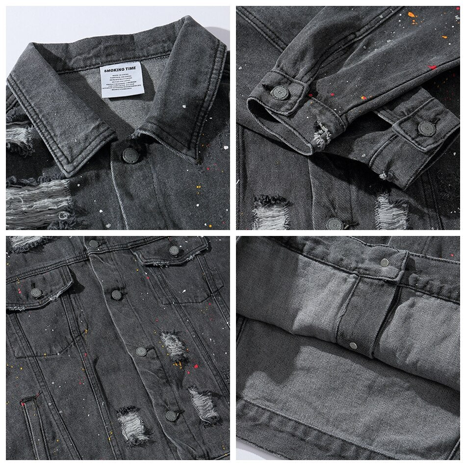"DESTROYED" veste en jean denim - URB1™ - URB1™ Vêtements Streetwear mode boutique streetwear shop