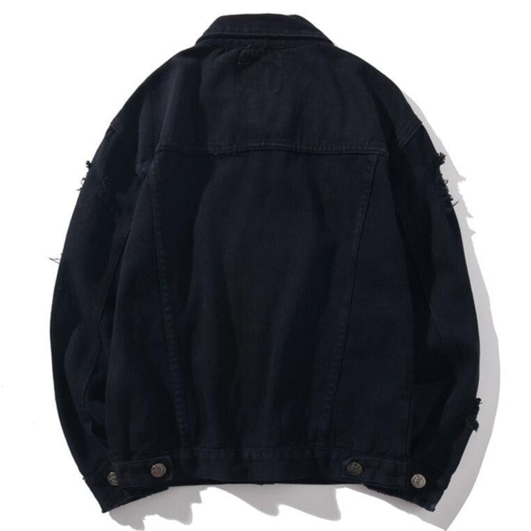 Dark Icon Ripped Denim Jacket Men Solid Color High Street Men's Jeans Jacket New Fashion Jackets for Men 5XL URB1™ Vêtements Streetwear URB1™ Vêtements Streetwear dark-icon-ripped-denim