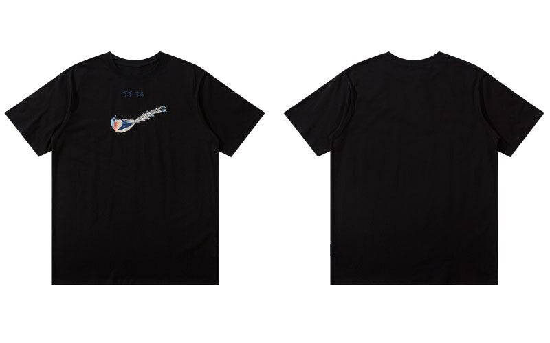GONTHWID Tees Shirts Harajuku Embroidery Chinese Character Magpie Short Sleeve Tshirts Streetwear Men Hip Hop Casual Cotton Tops URB1™ Vêtements Streetwear URB1™ Vêtements Streetwear go