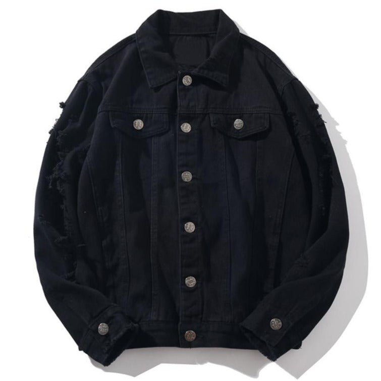 Dark Icon Ripped Denim Jacket Men Solid Color High Street Men's Jeans Jacket New Fashion Jackets for Men 5XL URB1™ Vêtements Streetwear URB1™ Vêtements Streetwear dark-icon-ripped-denim