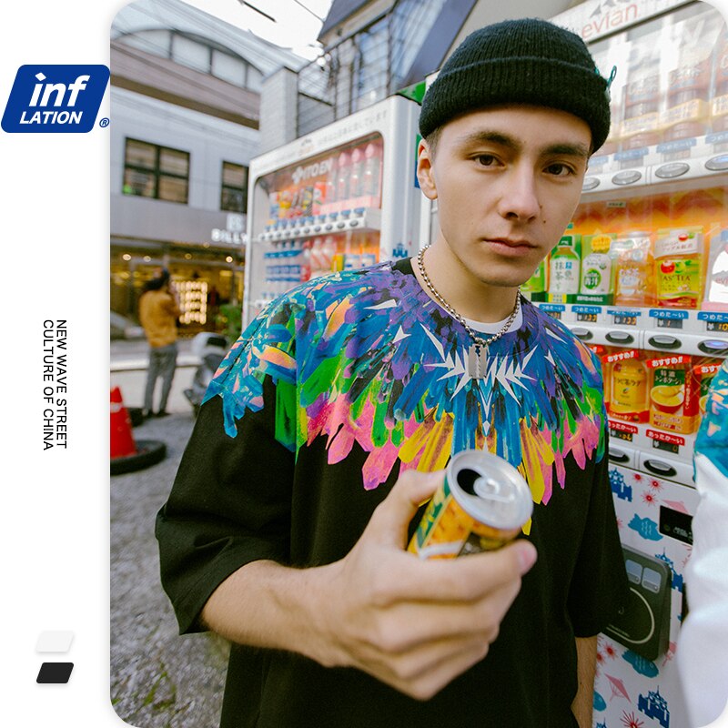 INFLATION Men Tshirt Ice Article Printing Oversized Janpanese Style Tshirt For Men Cotton Harajuku Men Funny t shirts 1194S20 URB1™ Vêtements Streetwear URB1™ Vêtements Streetwear infla