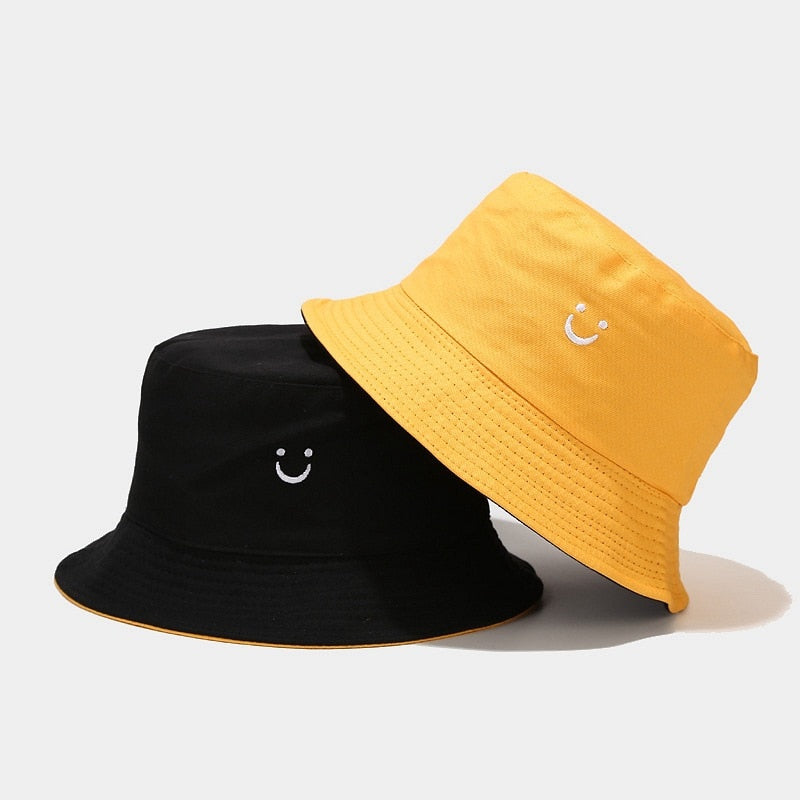 New arrival Smiling face double-sided female bucket hat, male fisherman hat, summer sun hat, men's panama hat couple hat URB1™ Vêtements Streetwear URB1™ Vêtements Streetwear new-arriva