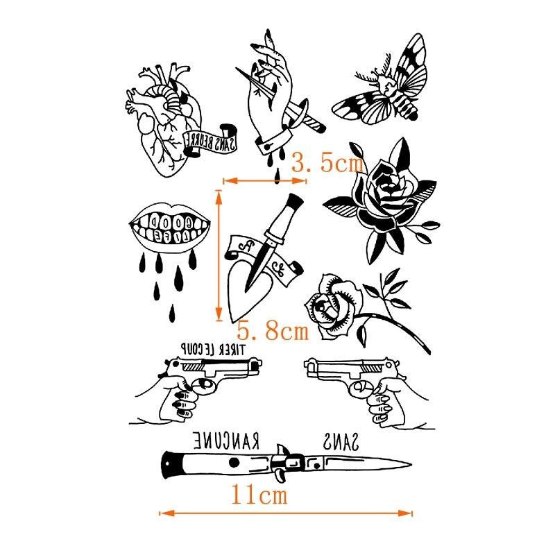 Rose Flower Waterproof Temporary Tattoo sticker Dagger body art tatoo sleeve men Glitter tattoos Men tatuajes temporales URB1™ Vêtements Streetwear URB1™ Vêtements Streetwear rose-flowe