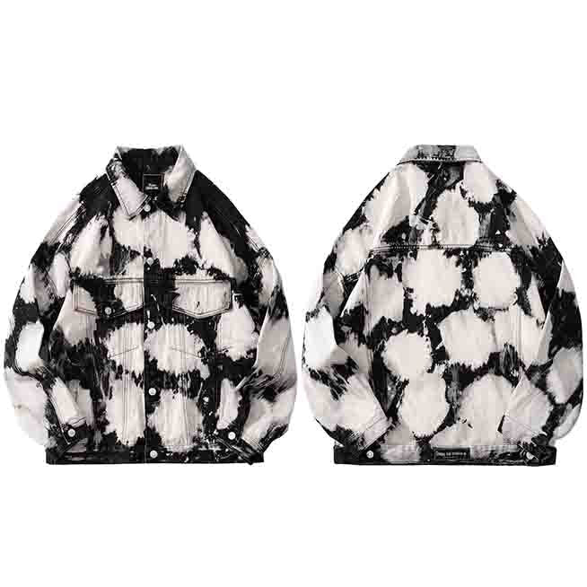Men Hip Hop Denim Jacket Coat Streetwear Tie Dye Denim Jacket Coat 2021 Harajuku Cotton Casual Autumn Jacket Coat Outwear Black URB1™ Vêtements Streetwear URB1™ Vêtements Streetwear men