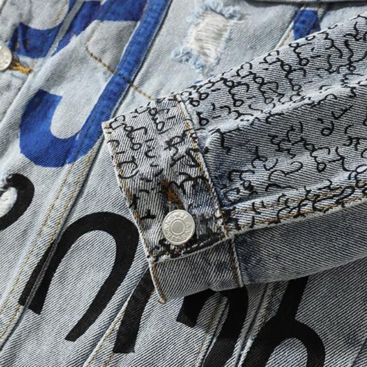 Dark Icon Graffiti Jeans Jacket Men Turn-down Collar Street Men's Jacket Denim Jackets for Men URB1™ Vêtements Streetwear URB1™ Vêtements Streetwear dark-icon-graffiti-jeans-jacket-men-