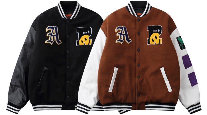 Mens Smiley Baseball Jacket Couple Hip Hop Patchwork PU Leather Coat Fashion Oversized Winter Thicken Coat Male streetwear URB1™ Vêtements Streetwear URB1™ Vêtements Streetwear mens-smi
