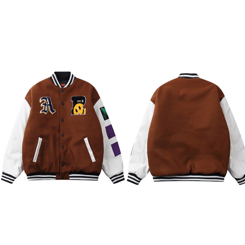 "SMILE" Veste Baseball Bombers Simili-cuir Noir - URB1™