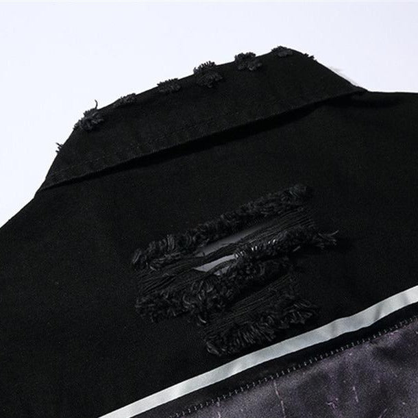 "STRANE" Veste en jean Denim Noir - UBR1™ - URB1™ Vêtements Streetwear mode boutique streetwear shop