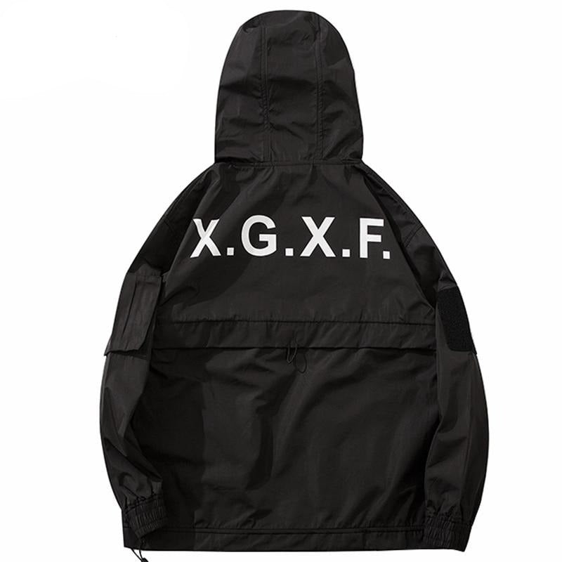 Men Hip Hop Streetwear Jacket Coat Black Windbreaker Cargo Jacket Pullover Harajuku 2021 Hooded Track Jacket Tactical Outwear URB1™ Vêtements Streetwear URB1™ Vêtements Streetwear men-h