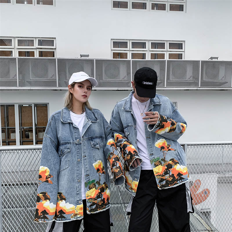 "FLOWER" Veste en jean denim - URB1™ - URB1™ Vêtements Streetwear mode boutique streetwear shop