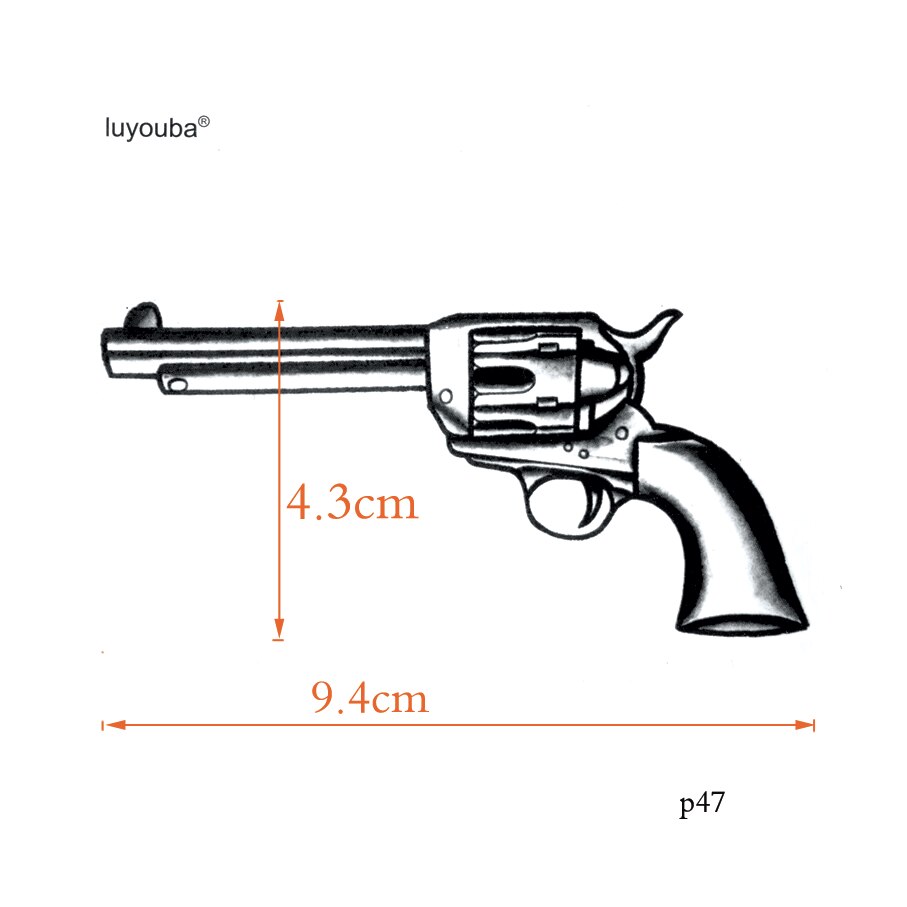 Revolver Gun Waterproof Temporary Tattoos Men Body Arm tattoo Sleeve Tatoo harajuku henna tattoo tatouage temporaire Cute Tatoo URB1™ Vêtements Streetwear URB1™ Vêtements Streetwear rev