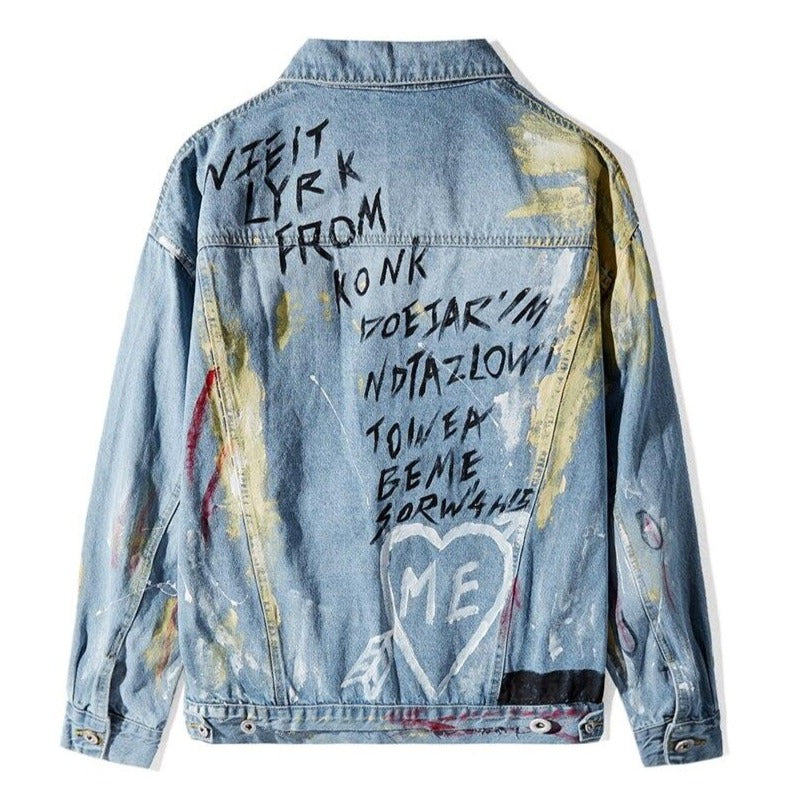 Original Graffiti High Street Men's Denim Jacket Streetwear Loose Casual Cardigan Coat Chaqueta Vaquera Hombre Bomber Jacket URB1™ Vêtements Streetwear URB1™ Vêtements Streetwear origin