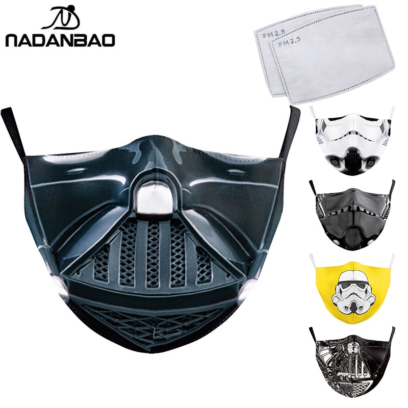 NADANBAO Adult Kid Star War Cosplay Print Face Mask Adult Kid Washable Masks Fabric Reusable PM2.5 Filters Dust Proof URB1™ Vêtements Streetwear URB1™ Vêtements Streetwear nadanbao-adul