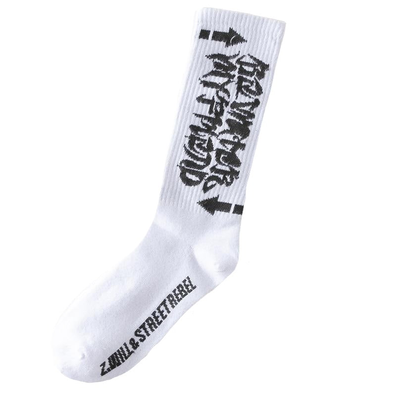 Harajuku Men's Humor Words Printing Socks Ulzzang Hip Hop Street Skateboard Unisex Crew Lovers' Happy Sokkem Dropship 2Pcs=1Pair URB1™ Vêtements Streetwear URB1™ Vêtements Streetwear ha