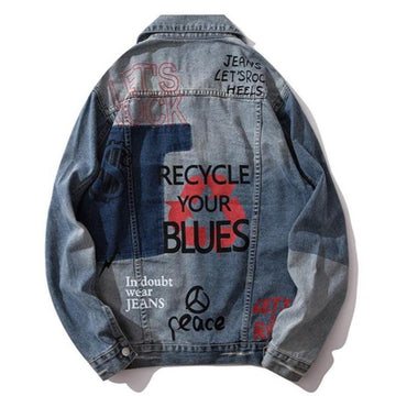 "BLUES" Veste en jean denim - URB1™ - URB1™ Vêtements Streetwear mode boutique streetwear shop