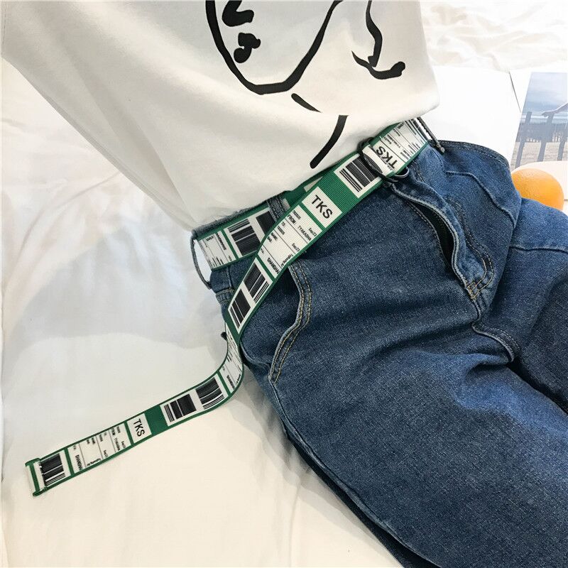 Fashion Bar Code letter Printing Canvas Belt Harajuku Men Women Casual Jeans D Ring Buckle Waist Belts 130Cm Long Waistband Z30 URB1™ Vêtements Streetwear URB1™ Vêtements Streetwear fas