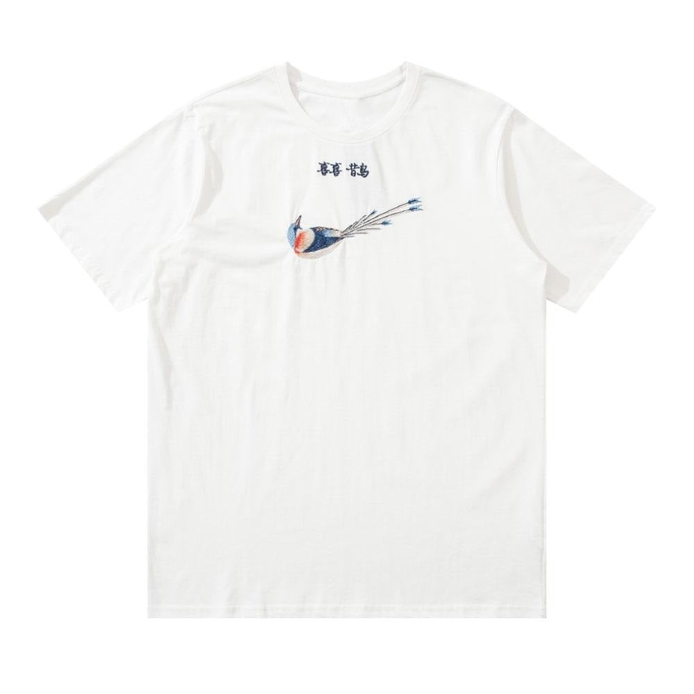 GONTHWID Tees Shirts Harajuku Embroidery Chinese Character Magpie Short Sleeve Tshirts Streetwear Men Hip Hop Casual Cotton Tops URB1™ Vêtements Streetwear URB1™ Vêtements Streetwear go